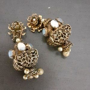 Chandelier Antique Opal & Pearl Earrings